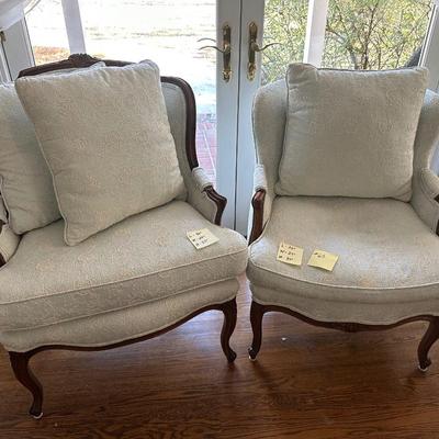 HIS AND HERS FRENCH BERGERE CHAIR PAIR