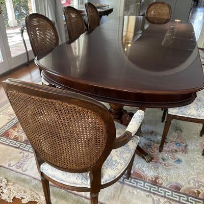 DOUBLE PEDESTAL DINING TABLE 8 CHAIRS