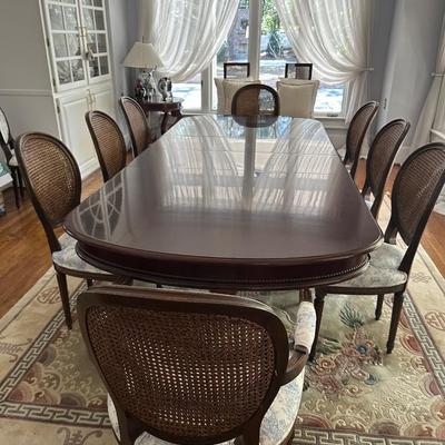 DOUBLE PEDESTAL DINING TABLE 8 CHAIRS