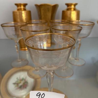 GOLD RIMMED STEMWARE LOT