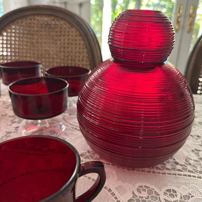 RED GLASSWARE LOT