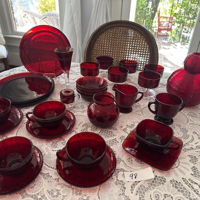 RED GLASSWARE LOT
