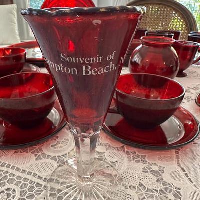 RED GLASSWARE LOT