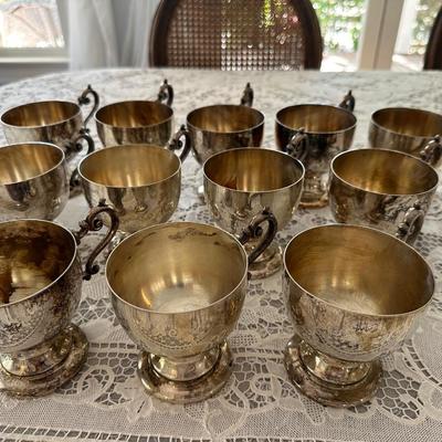 12pc SILVERPLATE CUPS