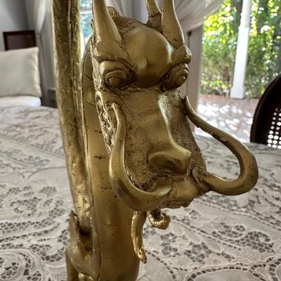BALINESE DRAGON BRASS CANDLEABRA PAIR