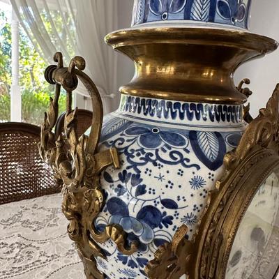 Sale Photo Thumbnail #424: DELFT PORCELAIN MANTLE CLOCK