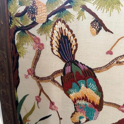 EMBROIDERED BIRD FRAMED ART