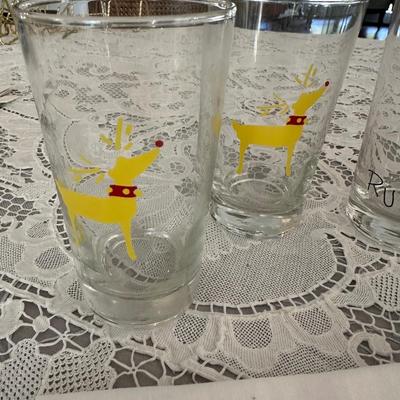 REINDEER GLASS SET, TEA TOWELS