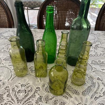 GREEN GLASS BOTTLE LOT