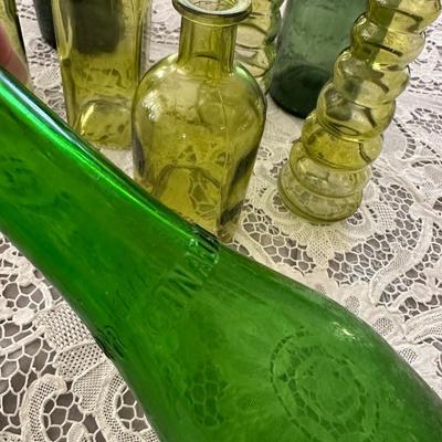 GREEN GLASS BOTTLE LOT