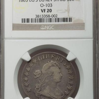 1803 50C Large 3, Large Reverse Stars, O-103, T-3, R.2, VF20