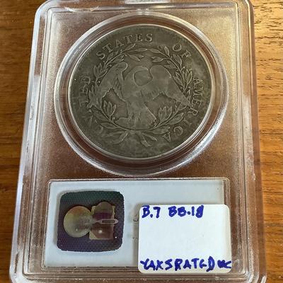 1795 $1 FLOWING HAIR SILVER DOLLAR 3 LEAVES PCGS F 15