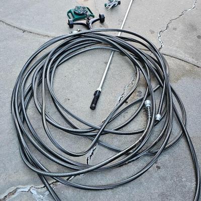 Garden hose with gutter cleaning tool and a few sprinklers