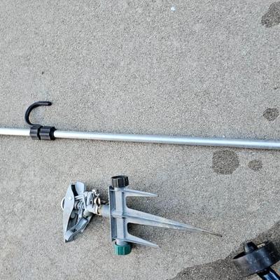 Garden hose with gutter cleaning tool and a few sprinklers