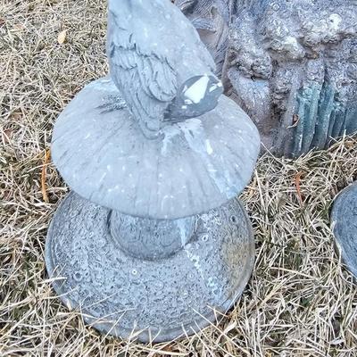 Cement decorative Bird bath pedestal with small garden statues