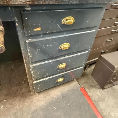 Vintage Wood 12 Drawer Work Bench - can support a lot of weight