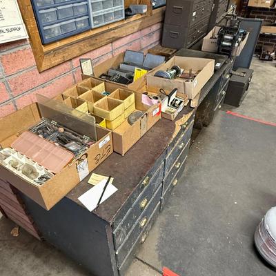 Vintage Wood 12 Drawer Work Bench - can support a lot of weight