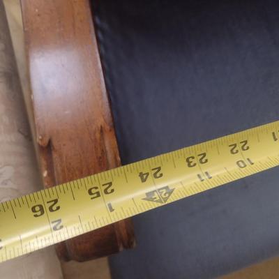Mid Century Wood Frame Button Back Sitting Chair with Cane Filled Arm Rests