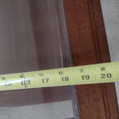 Solid Wood Coffee Table with Glass Top and Cane Bottom Shelf