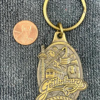 Brass Souvenir Key Fob - Gatlinburg Tennessee