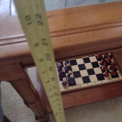 Solid Wood Rectangle Side Table with Glass Top and Cane Bottom Shelf Choice B (No Contents)