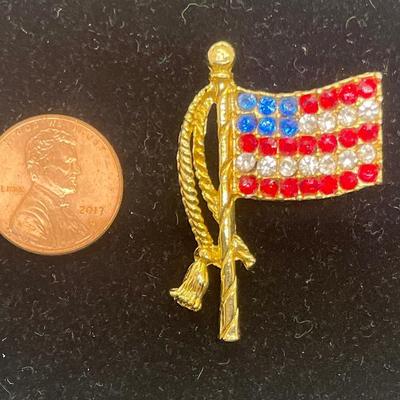 Bejeweled Flag Brooch Pin
