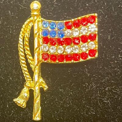 Bejeweled Flag Brooch Pin