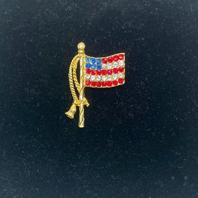 Bejeweled Flag Brooch Pin