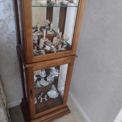 Double Door Wood Frame Glass Shelf Curio Cabinet (No Contents)