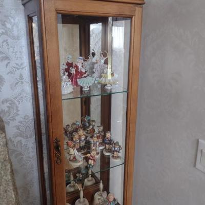 Double Door Wood Frame Glass Shelf Curio Cabinet (No Contents)
