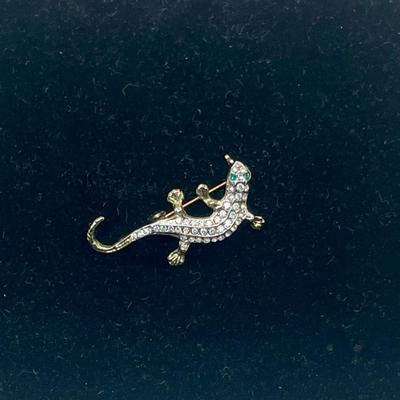 Bejeweled Gecko Brooch Pin