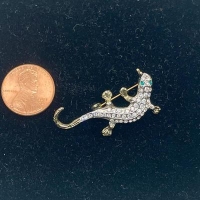 Bejeweled Gecko Brooch Pin