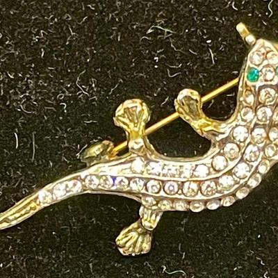 Bejeweled Gecko Brooch Pin