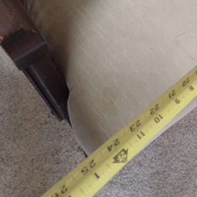 Mid Century Curved Button Back Chair with Cane Arm Rests