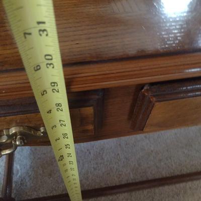Three Drawer Mahogany Finish Sofa Table (No Contents)