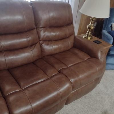 Brown Leather Electric Recliner Couch