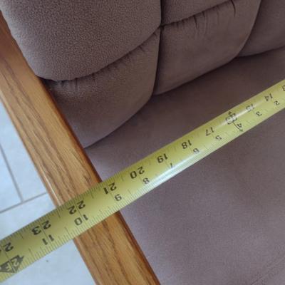 Set of Four Oak Frame Fabric Upholstered Dining Chairs on Castors Choice A
