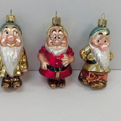 Snow White Dwarfs Glass Christmas Ornaments