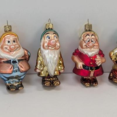 Snow White Dwarfs Glass Christmas Ornaments