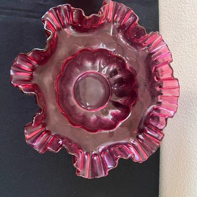 2 Pieces Fenton Cranberry Glass