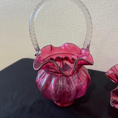 2 Pieces Fenton Cranberry Glass