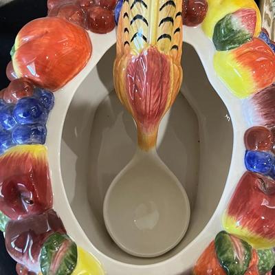Fitz and Floyd Huntington Pheasant Soup Toureen with Ladle
