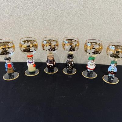 Vintage 6pc Hummel Goebel Figurine Wine Glasses