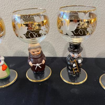 Vintage 6pc Hummel Goebel Figurine Wine Glasses