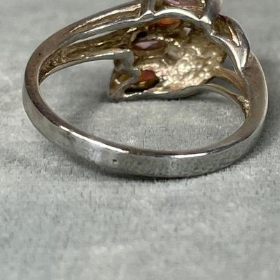 Pink Opal and CZ sterling silver ring 8