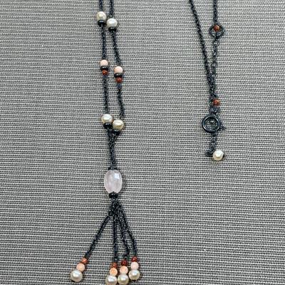 Sterling Silver Pearl and Rose Quartz necklace