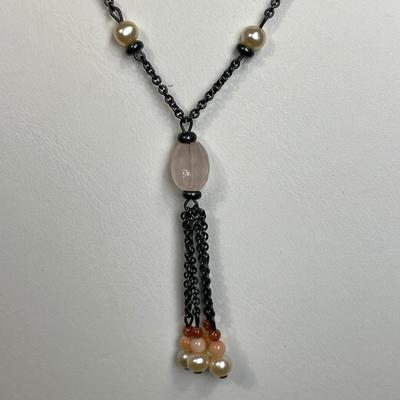 Sterling Silver Pearl and Rose Quartz necklace