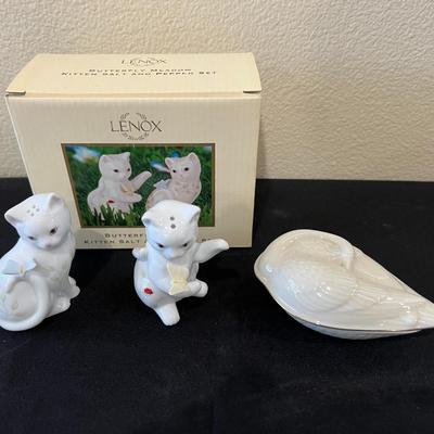 Lenox Cat Salt & Pepper Shakers and Swan