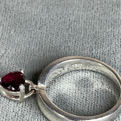 Garnet heart Sterling Silver ring 6