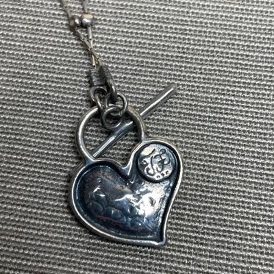 Sterling Silver heart toggle necklace
